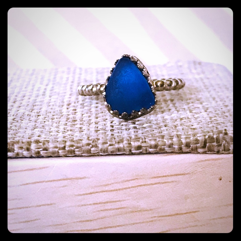 Gorgeous Blue Puerto Rican Sea Glass Ring